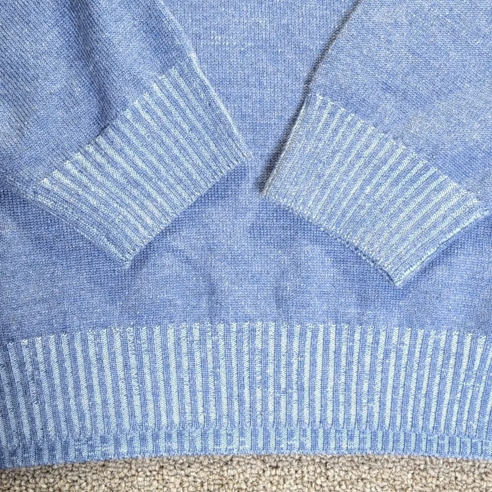 johnnie-O Essex 100% Marino Wool Pullover Henley Sweater Large in Laguna Blue